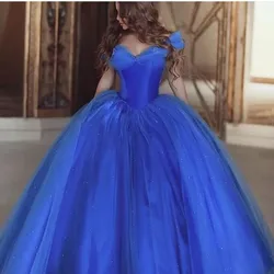 Royal Blue Quinceanera Dresses Cinderella  Princess Ball Gown Lace Appliques Sweet 16 Birthday Vestidos De 15 Años Party Gowns