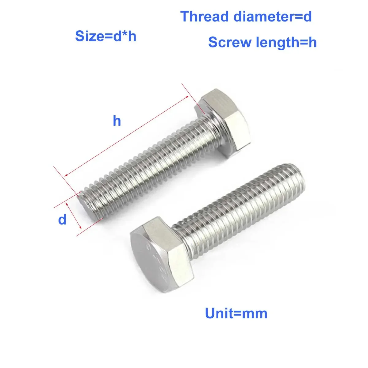 

304 Stainless Steel External Hexagonal Screw Extended Half Tooth Full Tooth Bolt M3M4M5M8