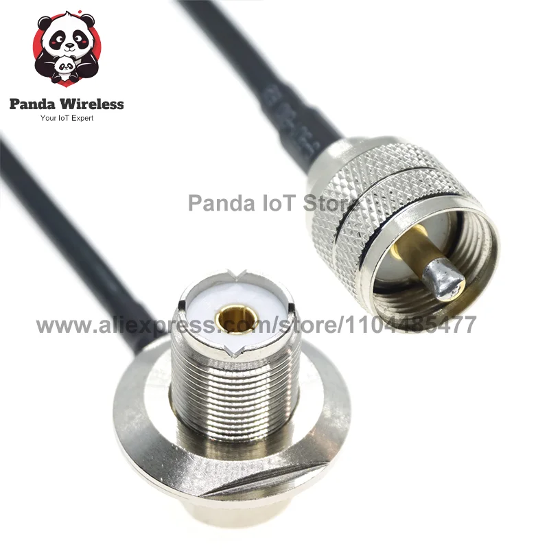 RG58 UHF to UHF PL259 SO239 Male Female Plug Jack Right Angle Crimp Coaxial Connector RF Car WIFI antenna extension coax cable