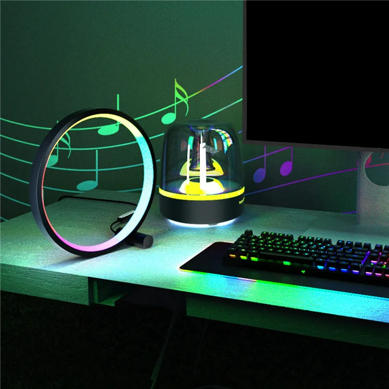 Smart RGB Night Light Colorful LED Light Photography Lighting Voice Control APP 360° Ring Pickup Live Light Fill 16cm