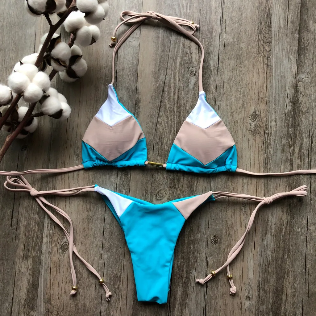 Braziliaans Badpak Vrouwen Sexy Bikini Set Push-Up Gewatteerde Bh String Tweedelige Badmode Strandkleding Badpak Femme Boho Micro