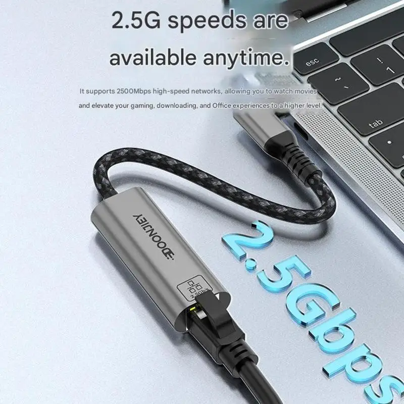 USB3.0 To RJ45 Gigabit Ethernet Adapter 2500Mbps Fast Speed Corded Internet For Laptops F19E