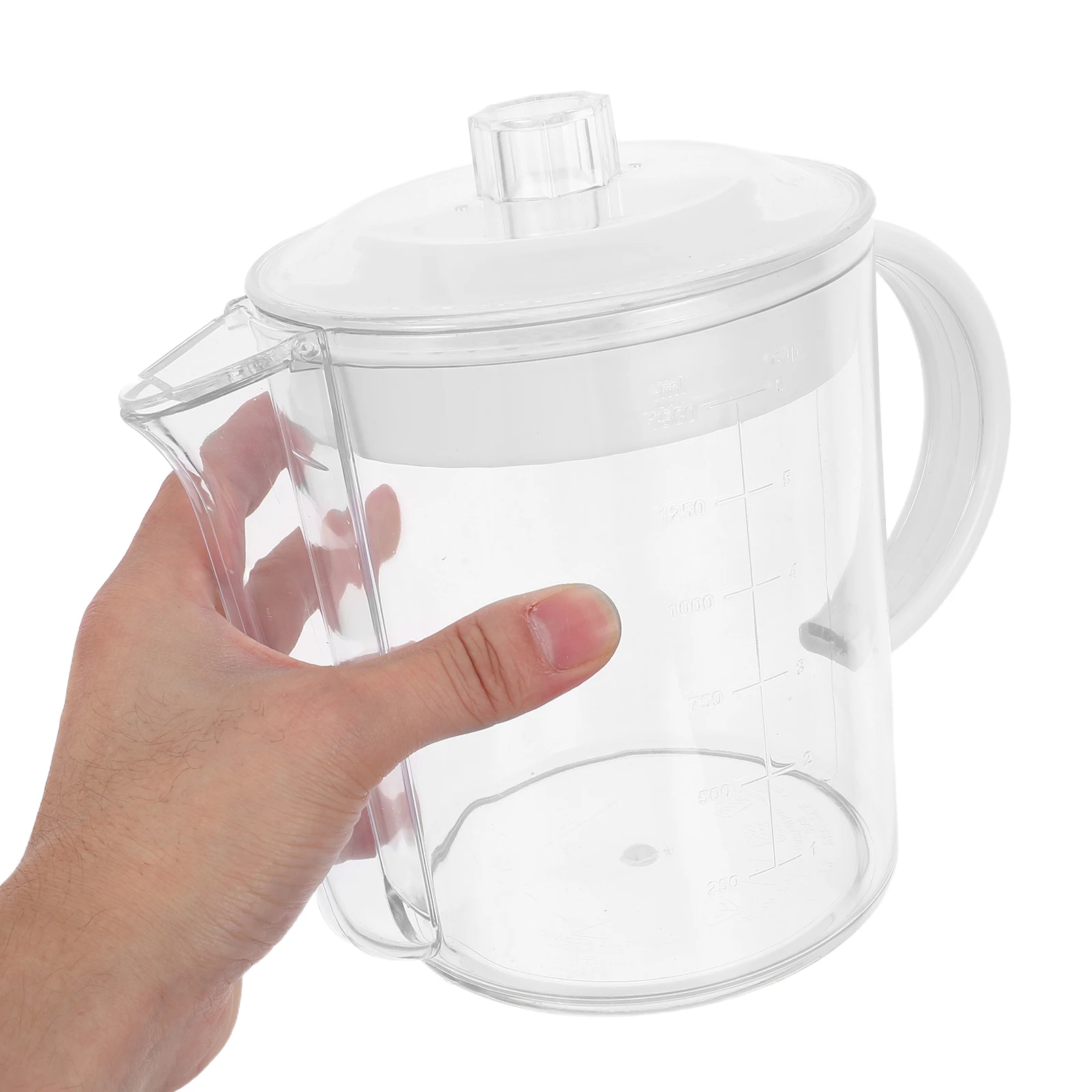 

1Pcs Grease Cup 1500Ml Grease Separator with Filter Net Measuring Marks Microwave Safe Kitchen Tool for Cooking Soup Fishbone