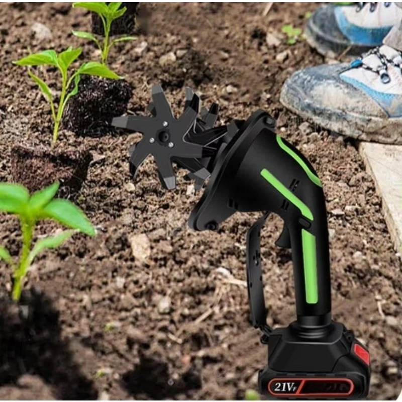 Lithium ion rotary tiller Charging micro tiller Farm Garden Handheld Electric Loosening Machine not include pole