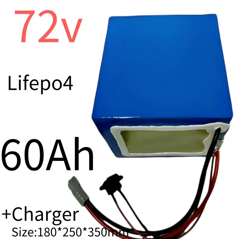 lithium 72V 60Ah lifepo4 lifepo4 battery BMS 24S 76.8V deep cycle for15KW 10kw 5000W 3500W bike scooter Motorcycle   10A charger