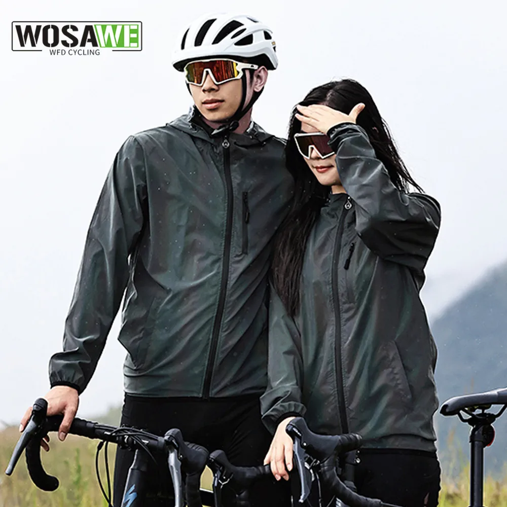 WOSAWE New Reflective Jacket Cycling Jackets Men Coats Spring Autumn Hooded Windbreaker Bike Soft Windproof Waterproof Jacket