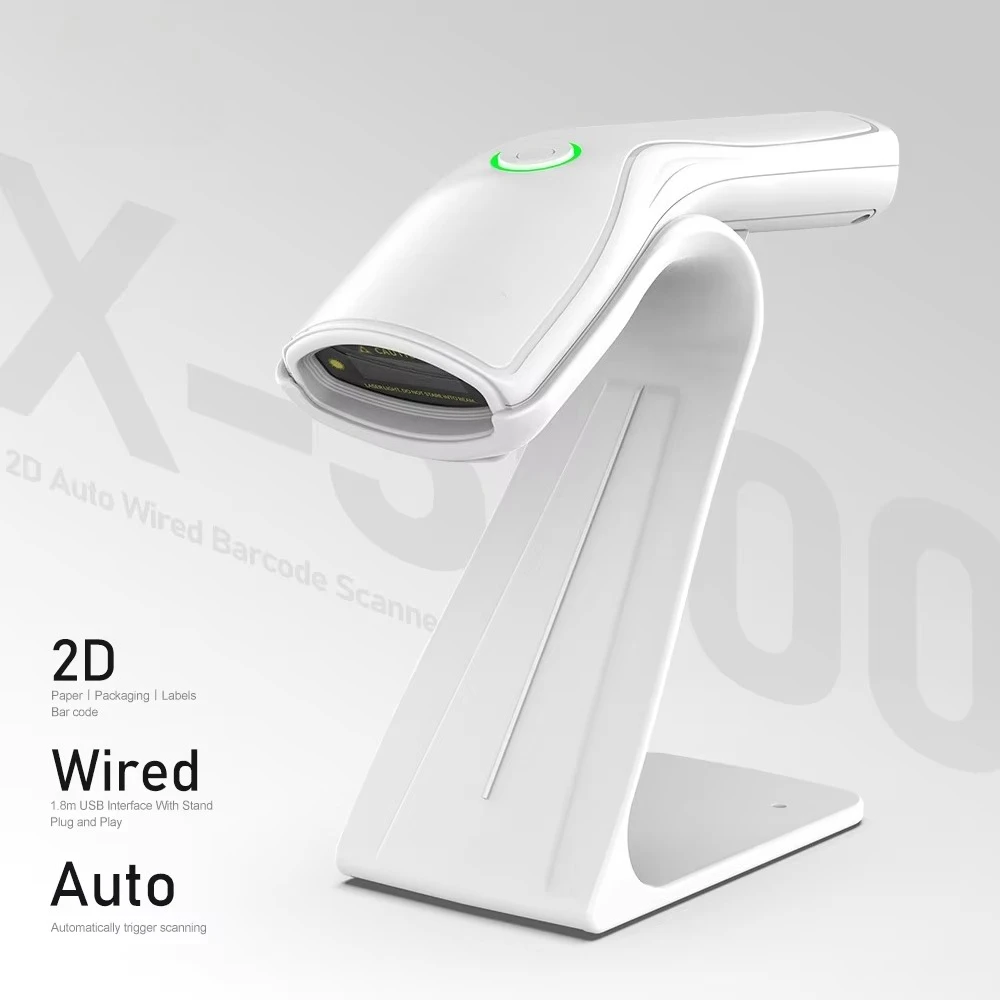 X-3500 Handheld 2D Barcode Scanner 1D Wired Barcode Reader USB QR Code Scanner Inventory Barcode Scanning With Stand