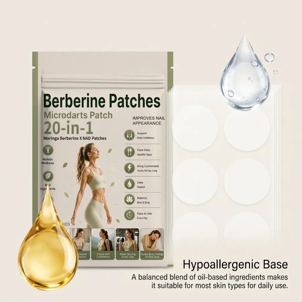 20-in-1 Moringa X Nad Patches Natural Herbs Formula Appetite Control Energy Support Skin Friendly Wellness Body Patch