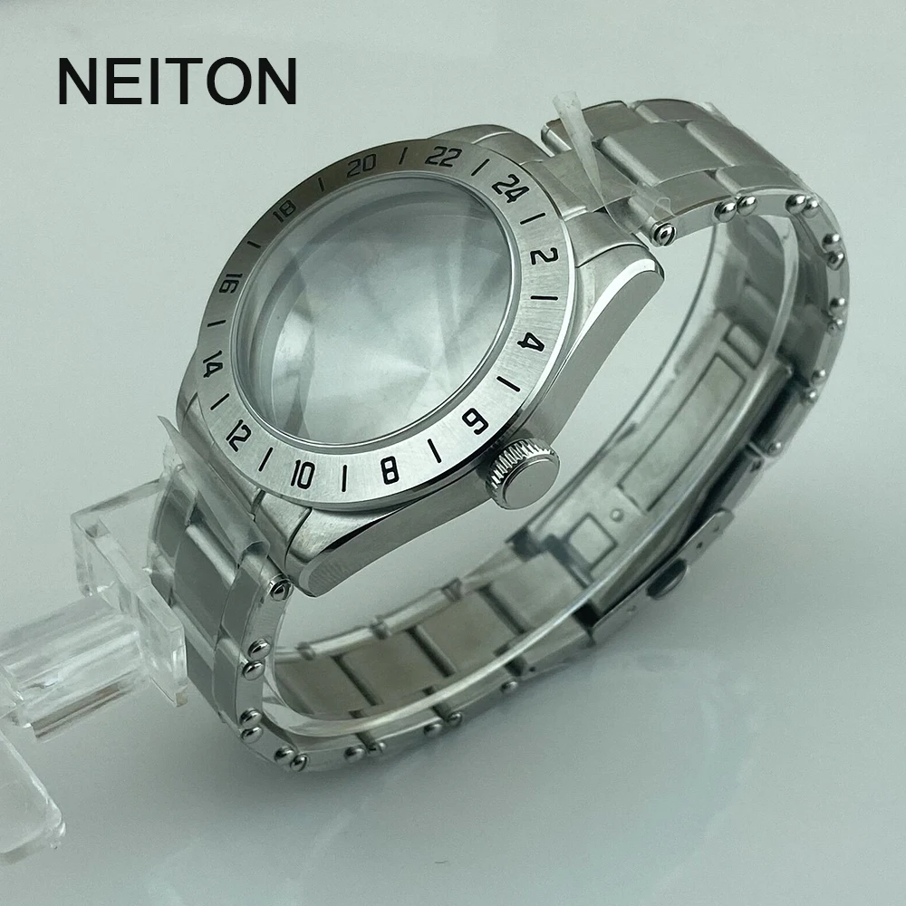 NEITON 39mm Sapphire glass watch case fixed bezel NH35 NH36 NH34