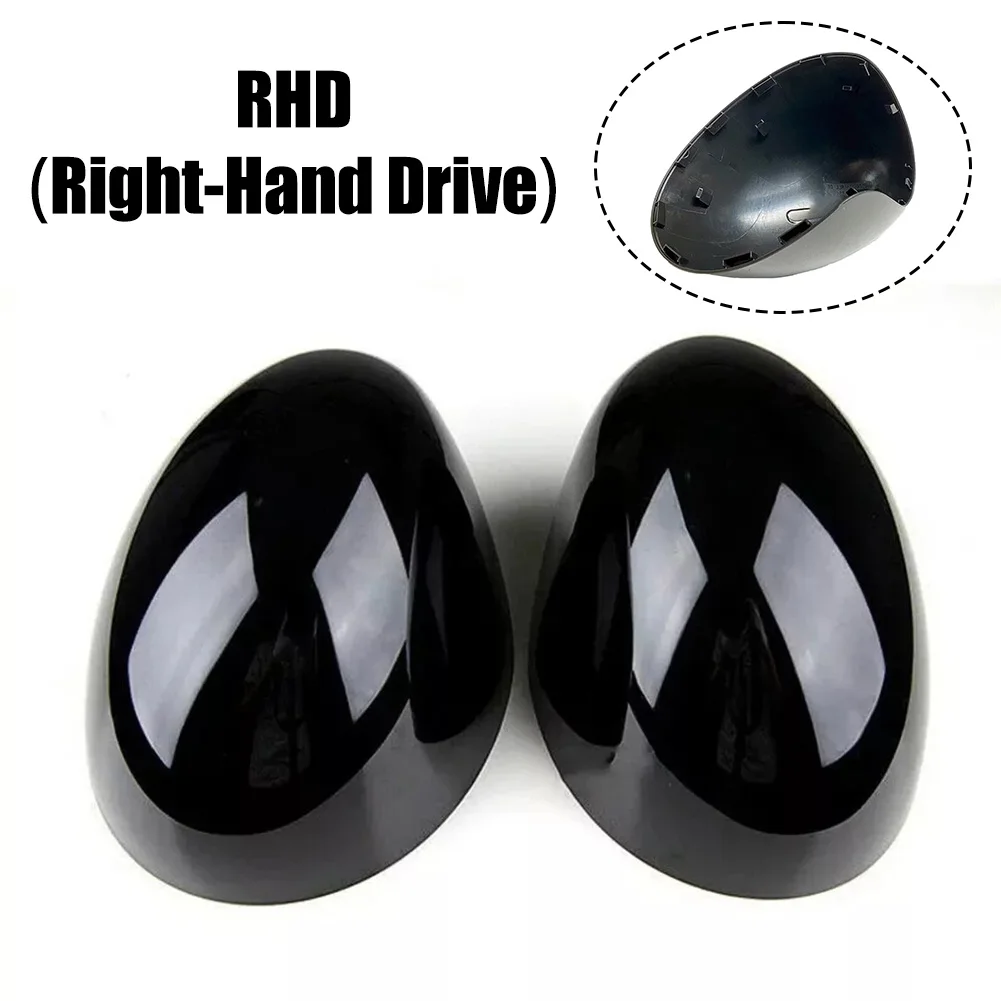 2pcs Vehicle Wing Mirror Cover Cap For BMW For Mini F54/F55/F56/F57 For RHD Practical Gloss Black Wing Mirror Cover Cap Casings