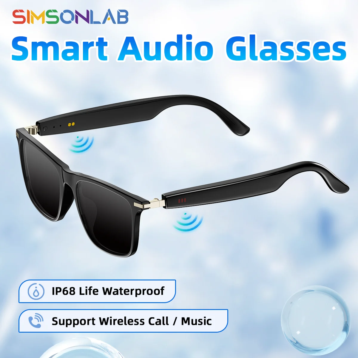 M01 Kacamata Pintar Baru Kacamata Hitam Panggilan Bluetooth IP68 Headphone Lensa Terpolarisasi Perlindungan UV Tahan Air Hidup untuk Hadiah Pria Wanita