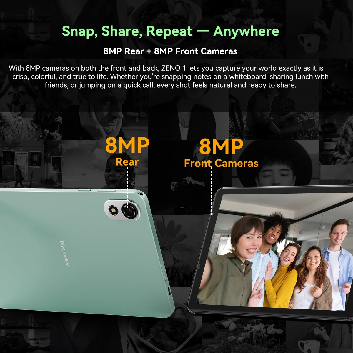 Планшет Blackview ZENO 1 6000 мАч [без зарядного устройства ЕС] 8 дюймов HD 12 (4 + 8) ГБ + 64 ГБ UNISOC Tiger T615 Android 15 10 Вт 8 МП + 8 МП с двумя SIM-картами