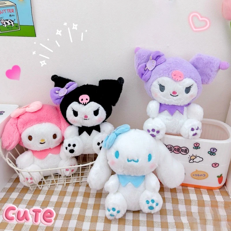 Kawaii Sanrio Kuromi mainan mewah kartun Cinnamoroll My Melody gantungan kunci boneka liontin mobil cincin ransel dekorasi tas