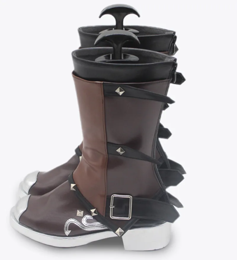 LOL Arcane Temporada 2 Jinx Cosplay Zapatos de disfraz Botas de piel sintética hechas a mano marrones