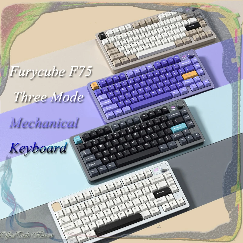 

Furycube F75 Three Mode Mechanical Keyboard Aluminium Alloy Bluetooth/Wireless/Wired Rgb Hot Swap Customized Pc Gaming Keyboard