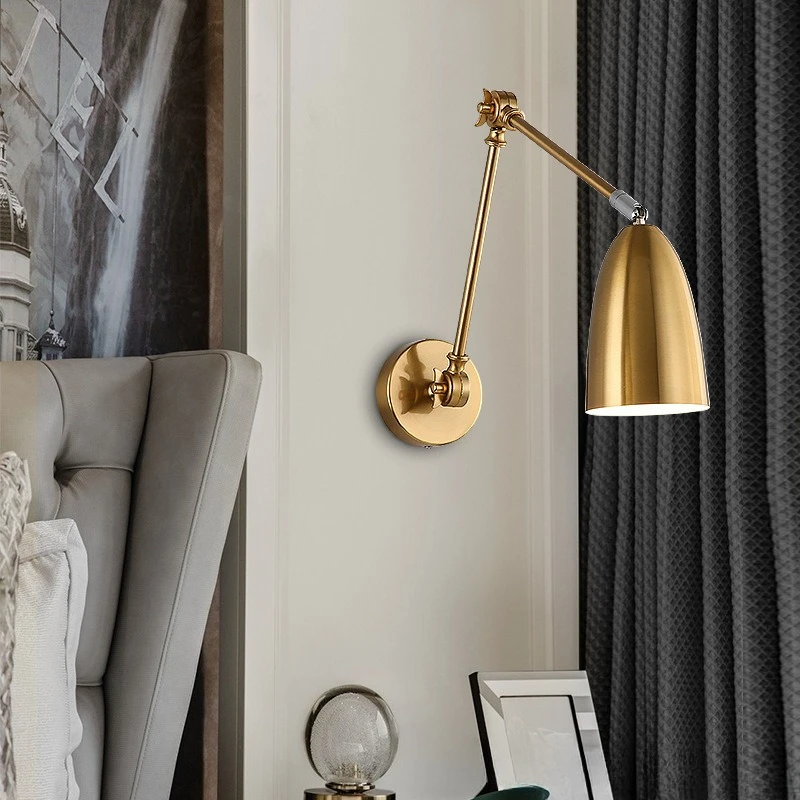 Hotel room bedroom bedside rocker arm lamp eye protection study reading lamp retro industrial lamp