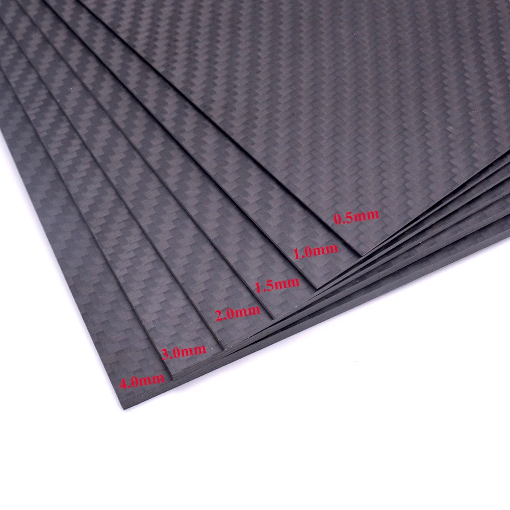 400mm X 200mm Real Carbon Fiber Plate Panel Sheets 0.5mm 1mm 1.5mm 2mm 3mm 4mm 5mm Thickness Composite Hardness Material for RC