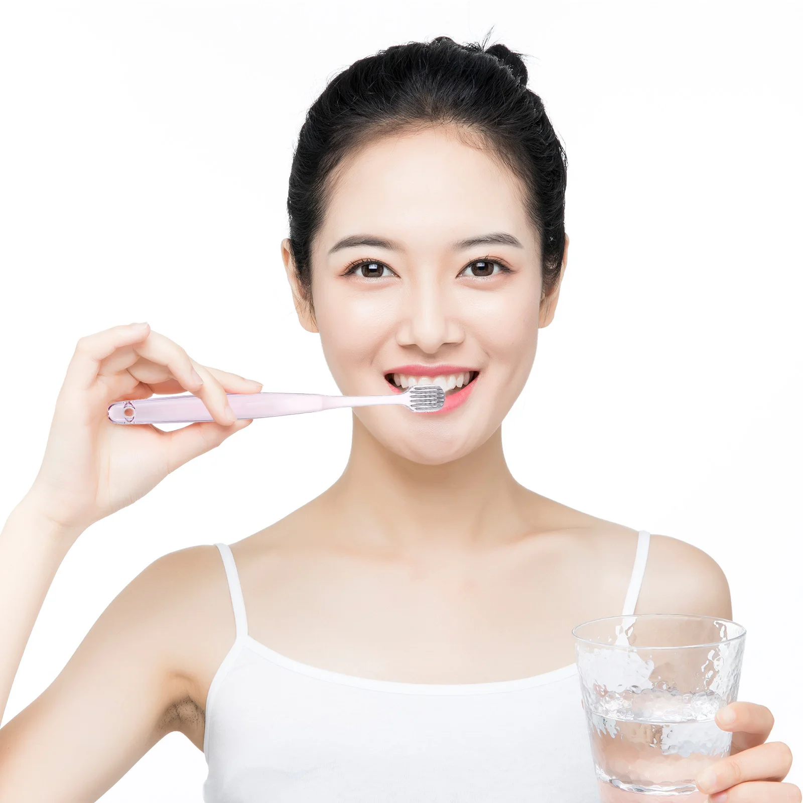 

6pcs Silver Ion Antibacterial Toothbrush Crystal Transparent Bristle Adult Oral Care Cleaning Brush Travel Portable