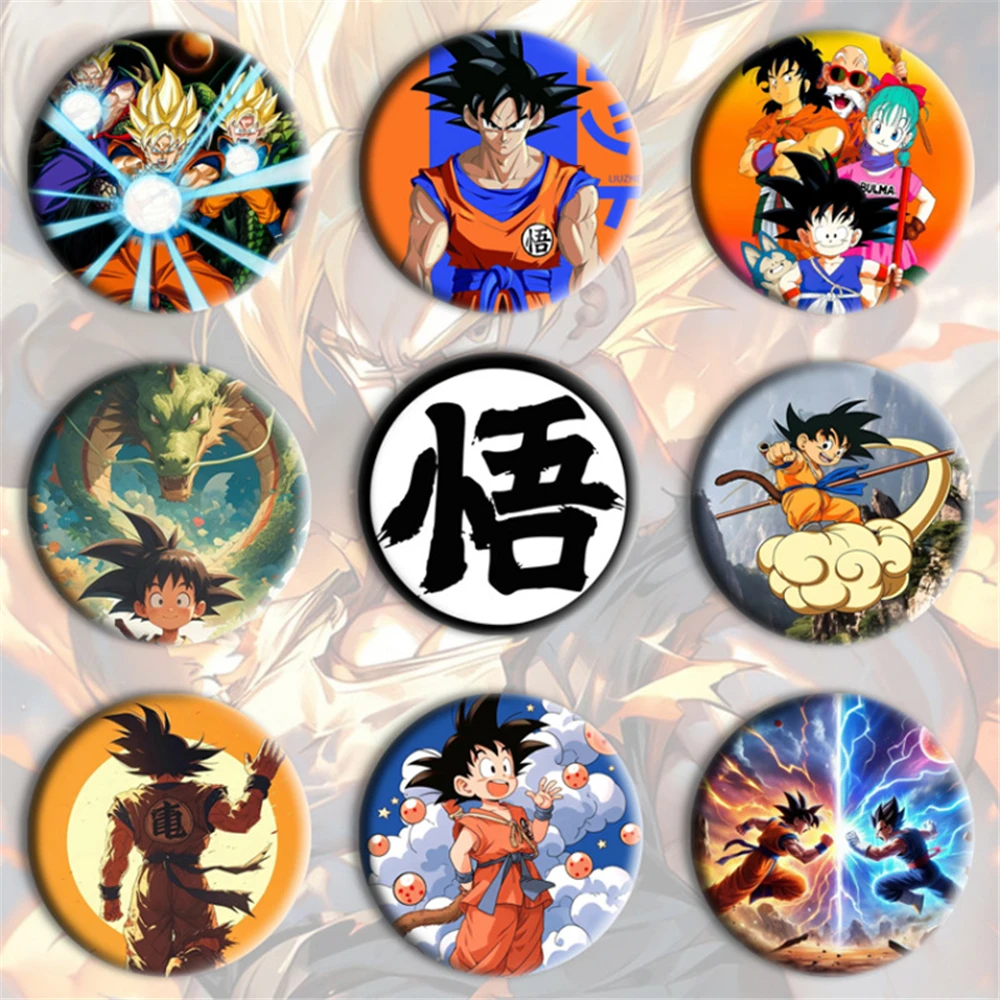 Anime Son Goku Kakarotto Yamcha Torankusu Trunks Bulma Cosplay Costume Badge Pin SPTE Tinplate Brooch Prop Xmas Gift