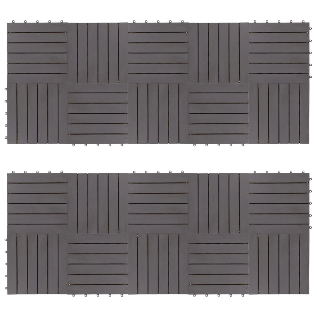 Carreaux De Terrasse 20Pcs Délavage Gris 30X30 cm Acacia Solide