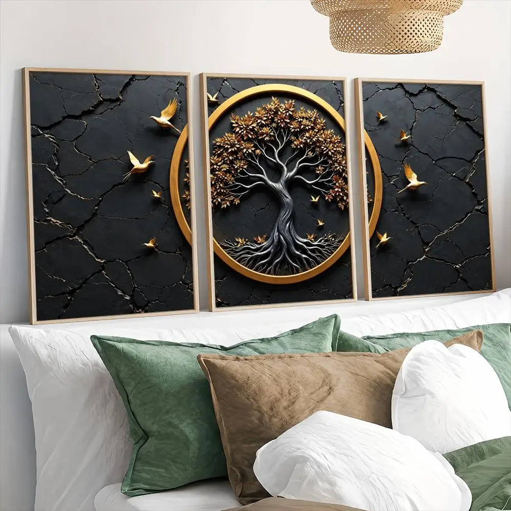Nautical Compass Rose Navigation Painting Calligraphy Canvas Poster Set Wall Art Print for Living Room Bedroom Home Modern Decor