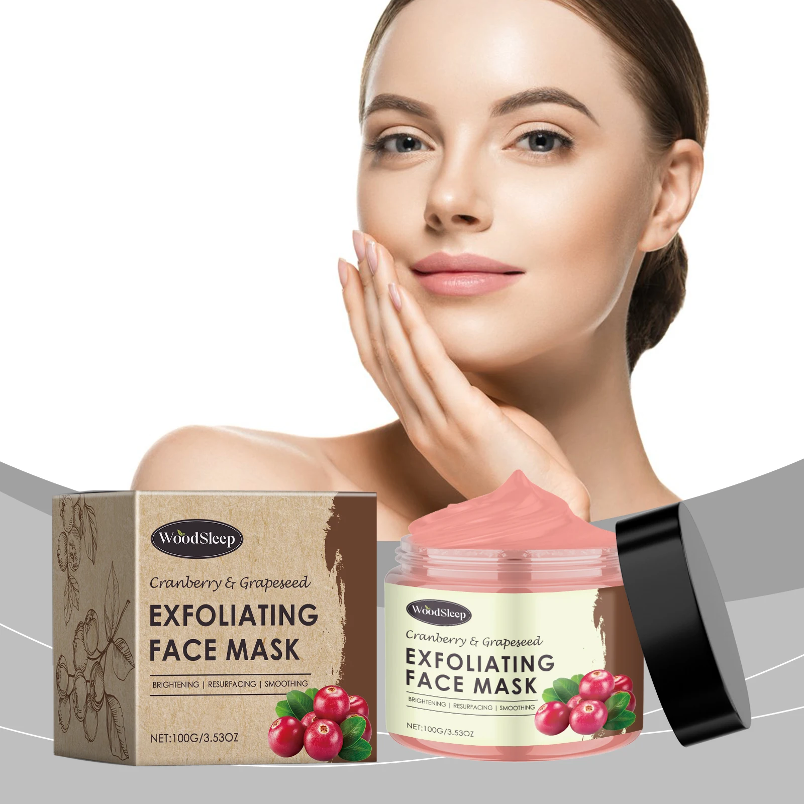 Cranberry- und Grapeseed-Peeling-Gesichtsmaske – Aufhellung und Erneuerung für stumpfe Haut – 100 g/3,53 Unzen Zoll