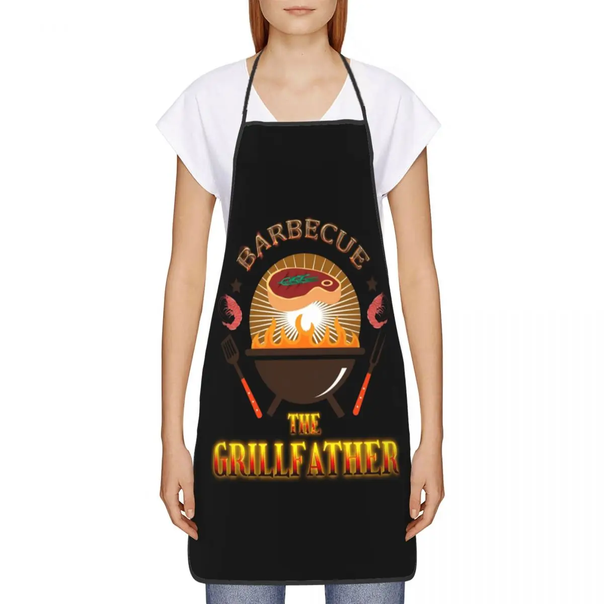 Custom Bib Barbecue The Grillfather Aprons for Men Women Unisex Adult Chef Cooking Kitchen BBQ Grill Tablier Cuisine Painting