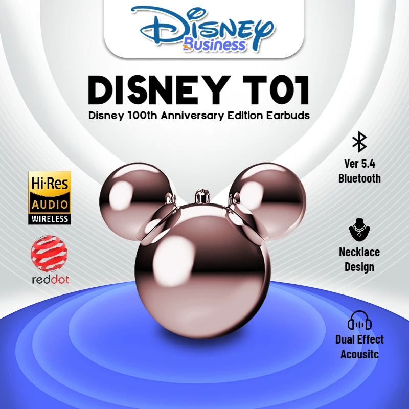 

Disney 100th Anniversary Mickey Necklace TWS Earbuds HIFI Stereo Bluetooth 5.4 Earphones ENC Noise Cancelling Wireless Headphone