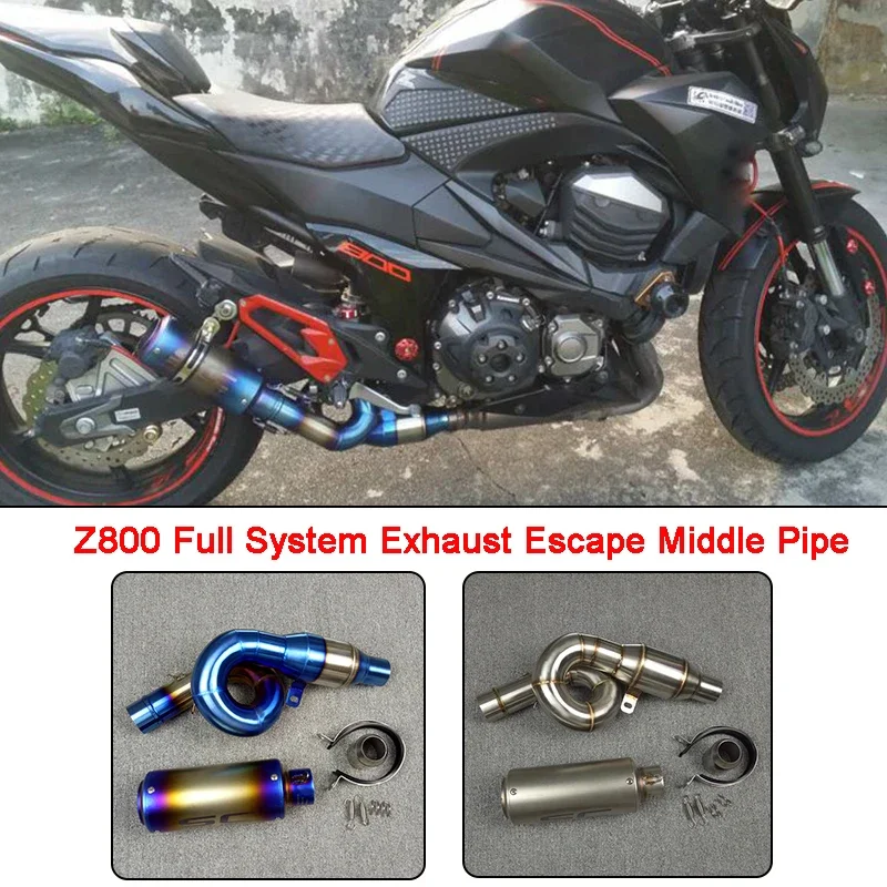 

for Kawasaki Z800 Motorcycle Motorbike moto Full System Exhaust Muffler Escape Middle Link Pipe Slip on Z800 304 Stainless Steel