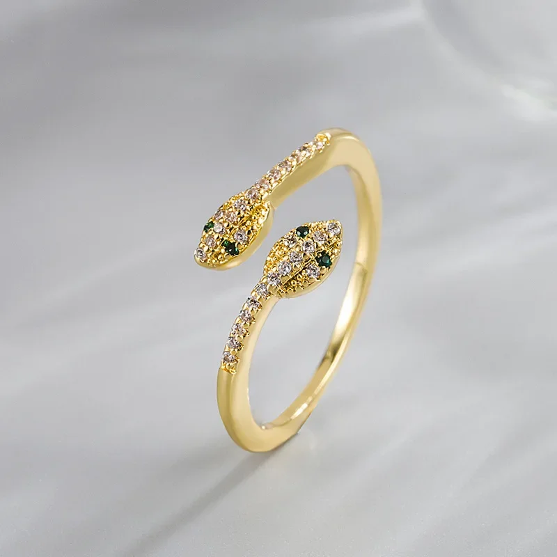 New Minimalist Open Snake Ring with Diamond Accents Trendy Zodiac Jewelry for Women Senior Fashion Accessory