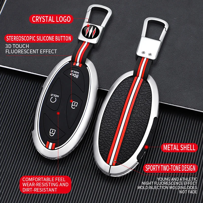 5 7 Bottons Metal Car Key Fob Case Cover for Hyundai Grandeur GN7 Kona Ev Lonic 6 Elantra 2023 2024 2025 Keychain Accessories