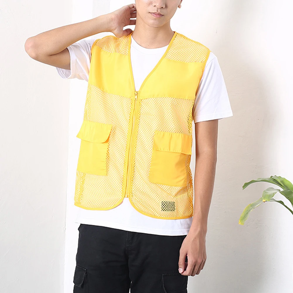 Сетчатый жилет, рабочая одежда, куртка, уличные быстросохнущие футболки без рукавов, топы, прозрачная униформа, дышащая повседневная одежда