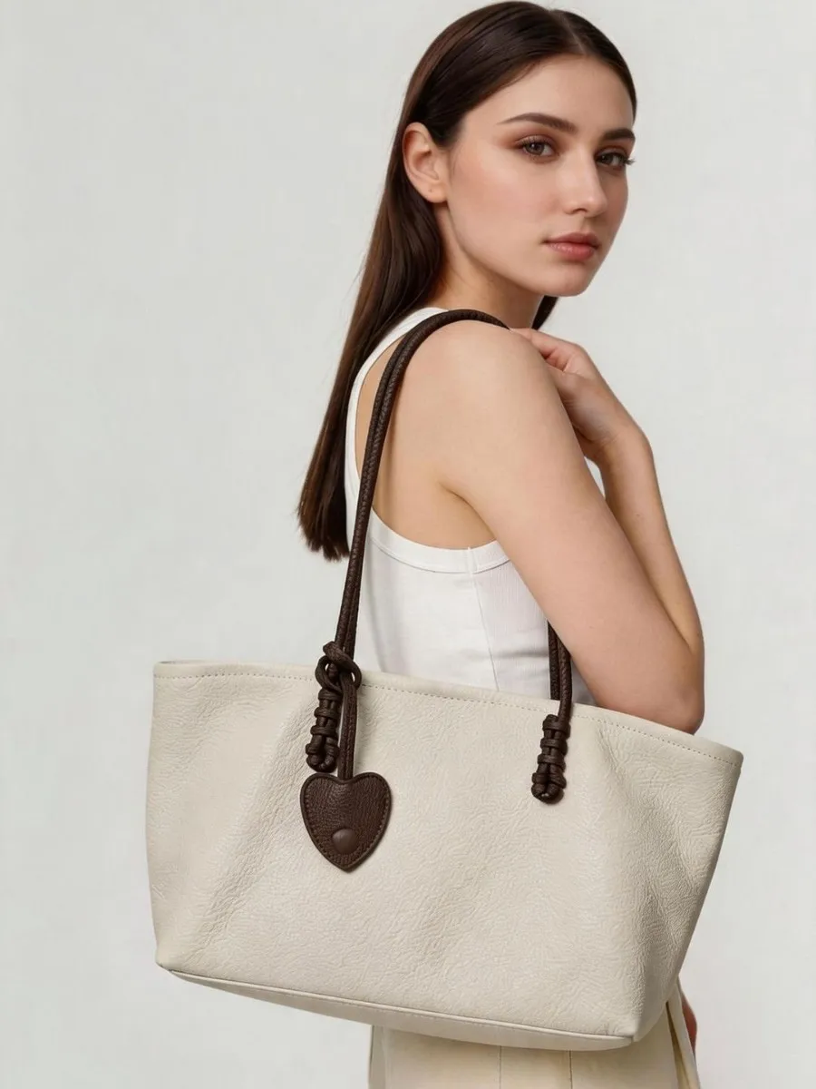 Senior Sense Genuine Leather Versatile Commuter Tote Bag Niche Design High-quality Korean Version Top-grain Leather Women Bag