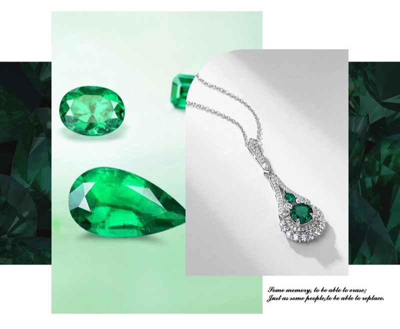 Emerald Pendant Necklace for Women S925 Silver Cultivated Teardrop Calabar Light Luxury Elegant Retro Choker Jewelry Gift