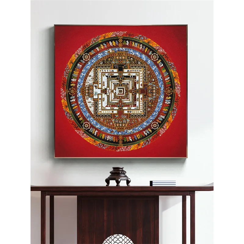 Enamel sand painting Entrance decorative painting Lobby living room Thangka hanging painting