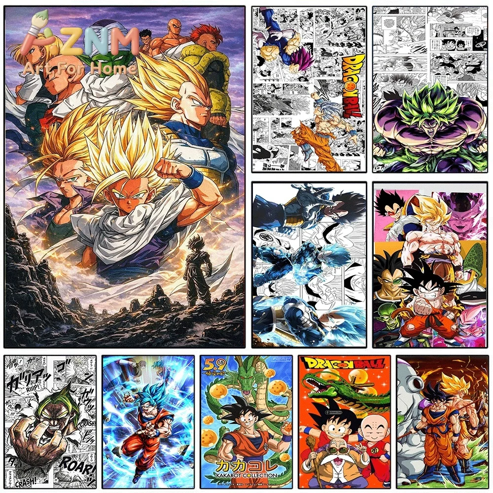 Dragon Ball Z Goku Vegeta Gohan Trunks Piccolo Broly Anime Canvas Wall Art Unframed Single Print Home Decor Poster Bedroom Gif