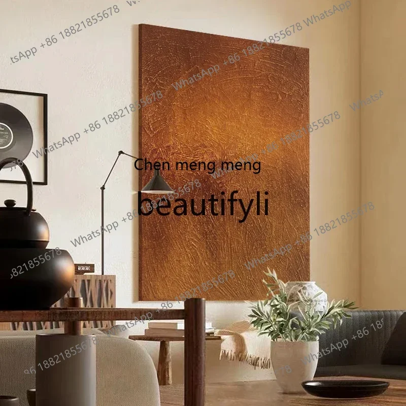 D178  Hand-painted oil painting Orange living room texture decorative painting Entrance wabi-sabi wind hanging painting