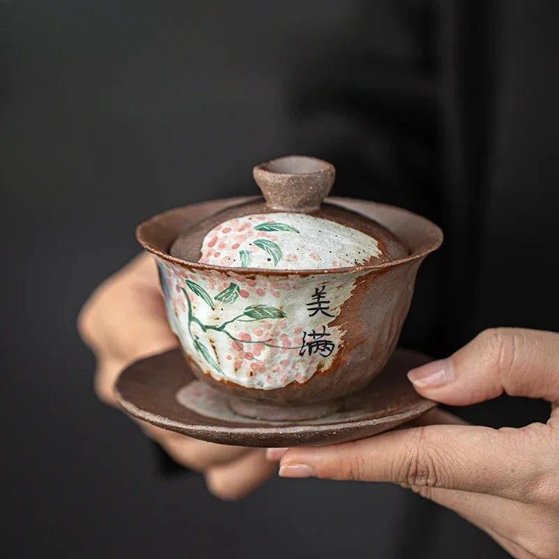 

110 мл ручная роспись фарфоровая чаша Gaiwan Zen с крышкой, ручная роспись, чаша для заваривания чая, набор кунг-фу, подарок