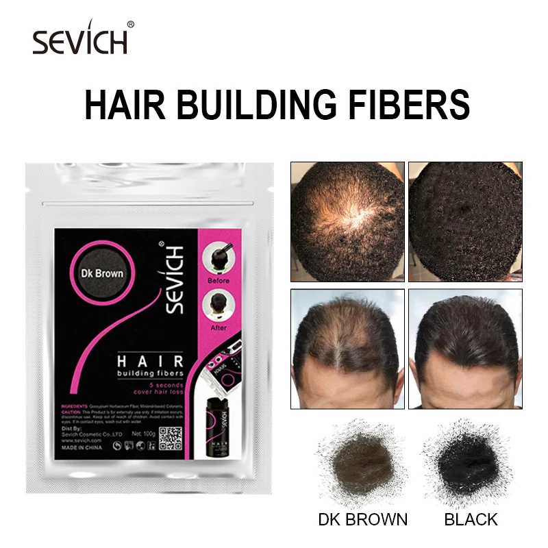 

SEVICH 100g Refill Hair Thickening Fiber 10 Colors Hair Treatments Cover Thicken Powder Keratin Fibers Hair Care Product