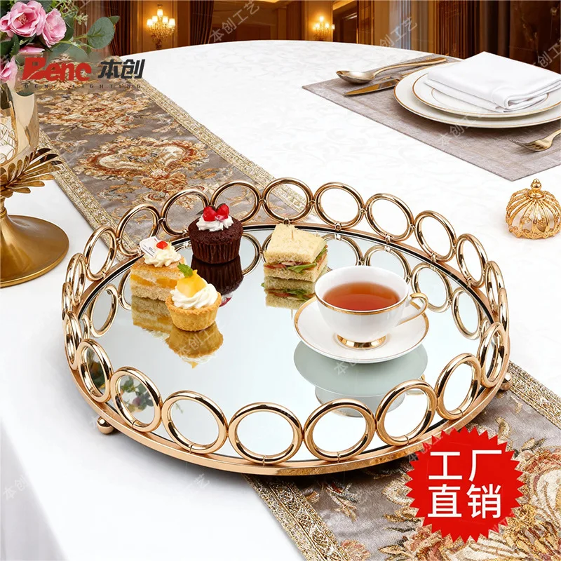 Wrought Iron Storage Box Coffee Table Fruit Plate Wedding Decoration Dessert Table Glass Fruit Plate Cake Plate Wine Tray