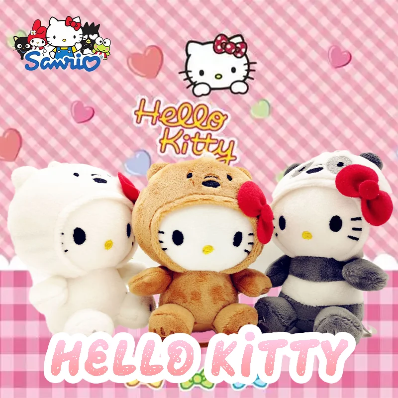 10Cm Sanrio Hello Kitty Cosplay Panda Muppet Doll Schoolbag Small Pendant Peripheral Keychain Pp Cotton Plush Toy Doll Girl Gift