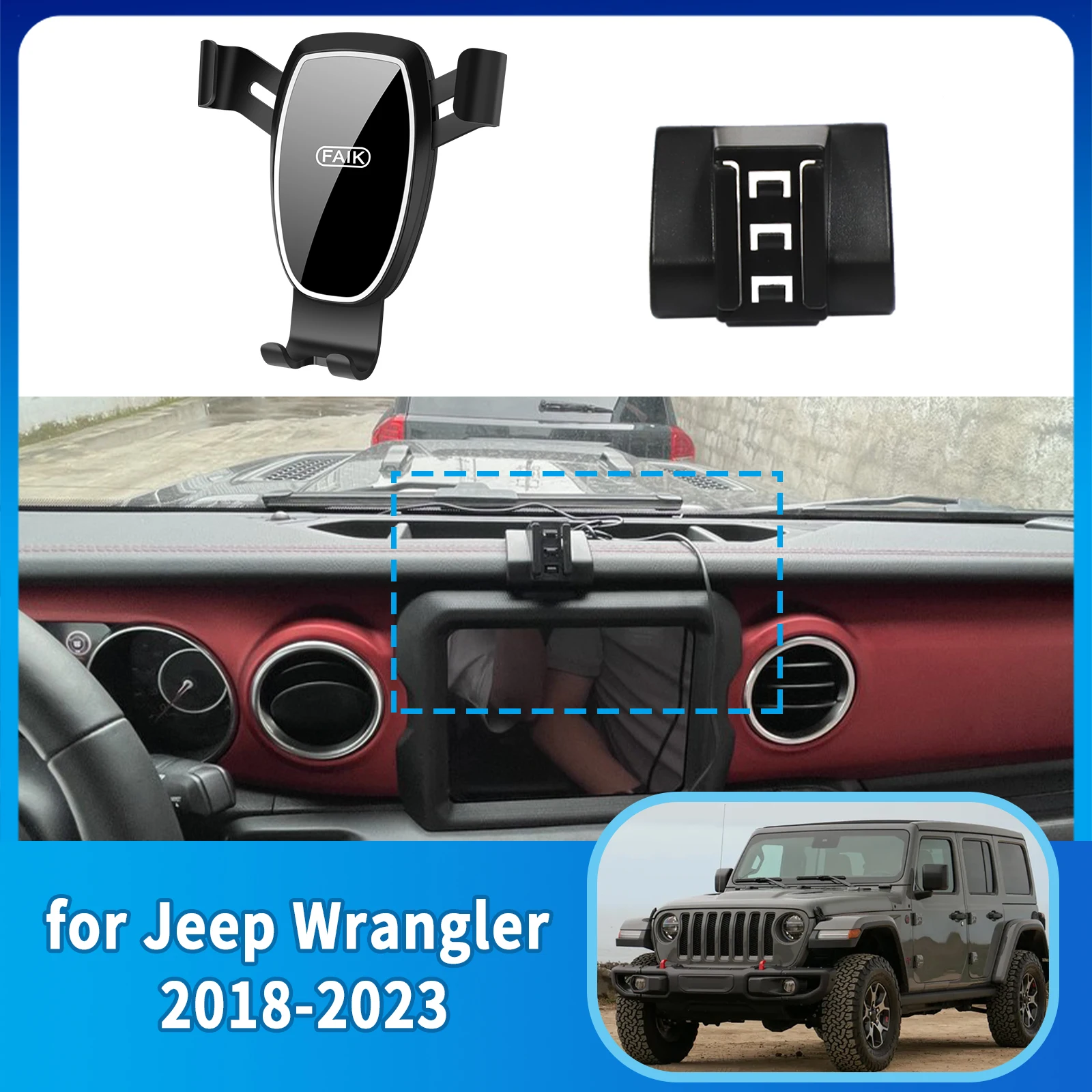 

Car Mobile Phone Holder for Jeep Wrangler 2018~2023 Accessories GPS Bracket Navigation Stand Auto