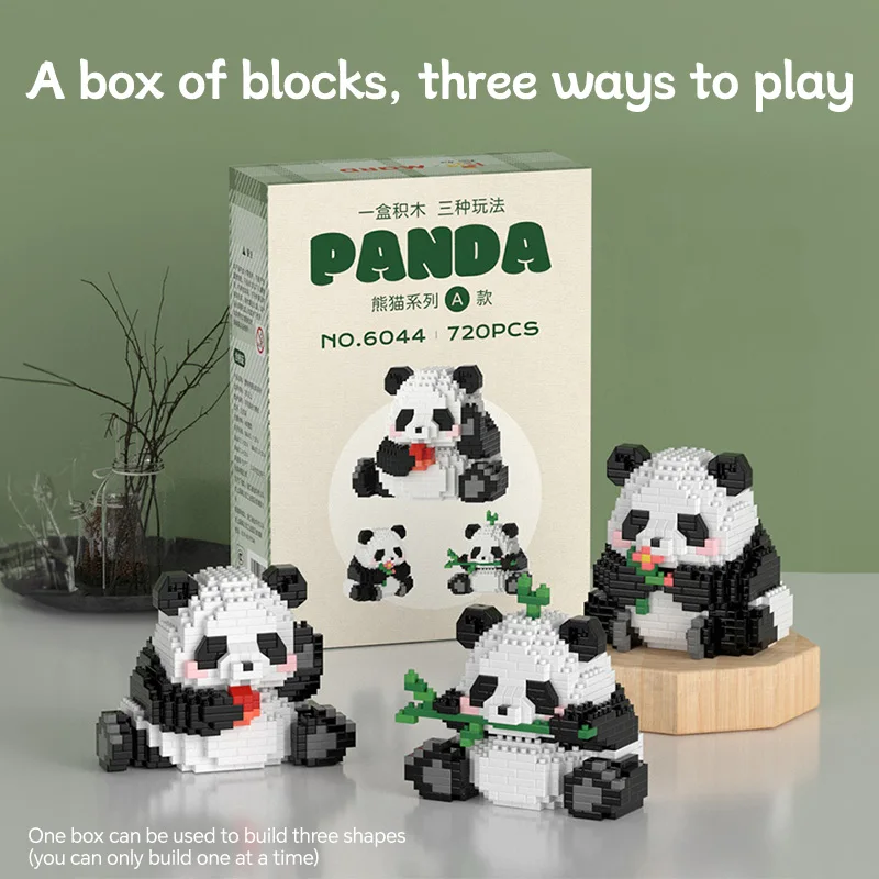 Mini blocs de construction définit des blocs de construction Panda mignon une boîte deux façons de jouer aux animaux blocs de construction jouets