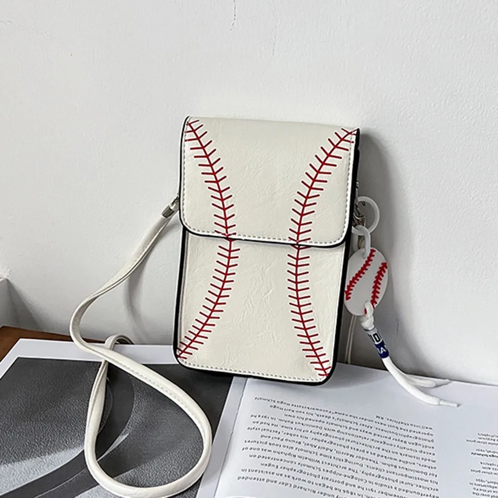 

PU Leather Square Shoulder Bag Baseball Design Lightweight Stylish Phone Bag Korean Style Versatile Crossbody Phone Pouch Female