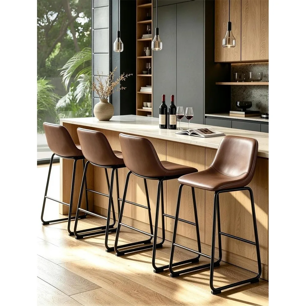 TAVR 24 inch Counter Height Stools Set of 4 Hold up to 500 lbs Brown