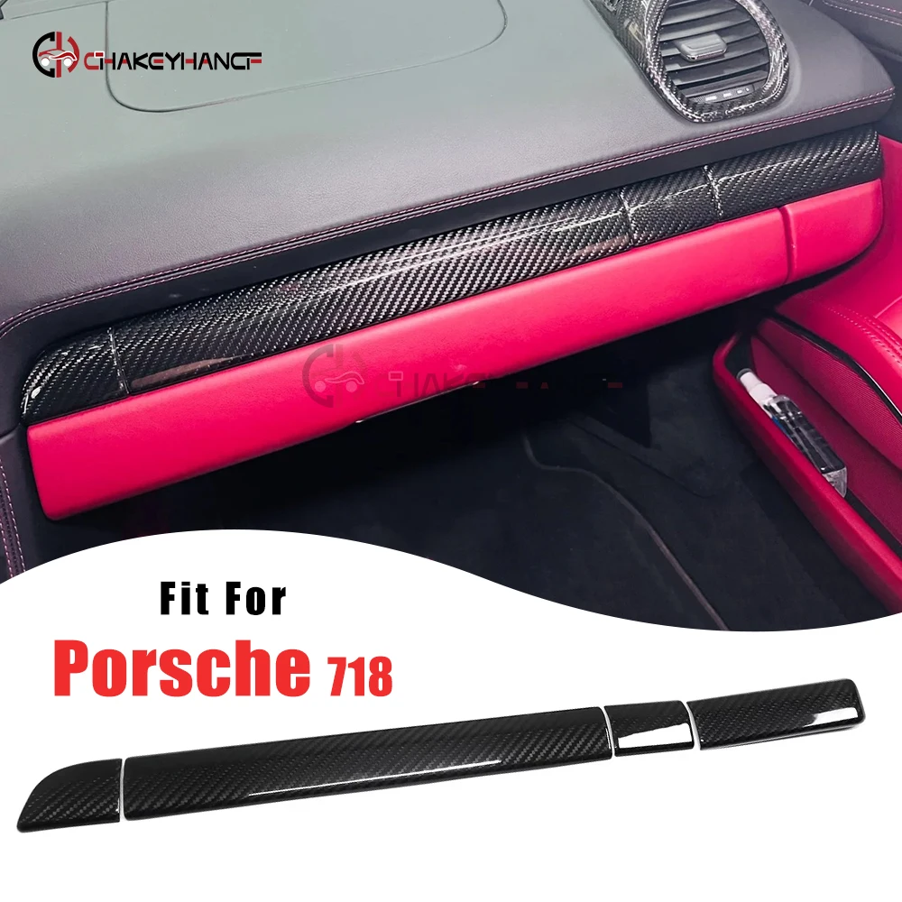 

Для Porsche 982 718 2016-2025 Boxster Cayman из настоящего углеродного волокна, декоративные полоски для приборной панели, отделка, аксессуары для салона автомобиля