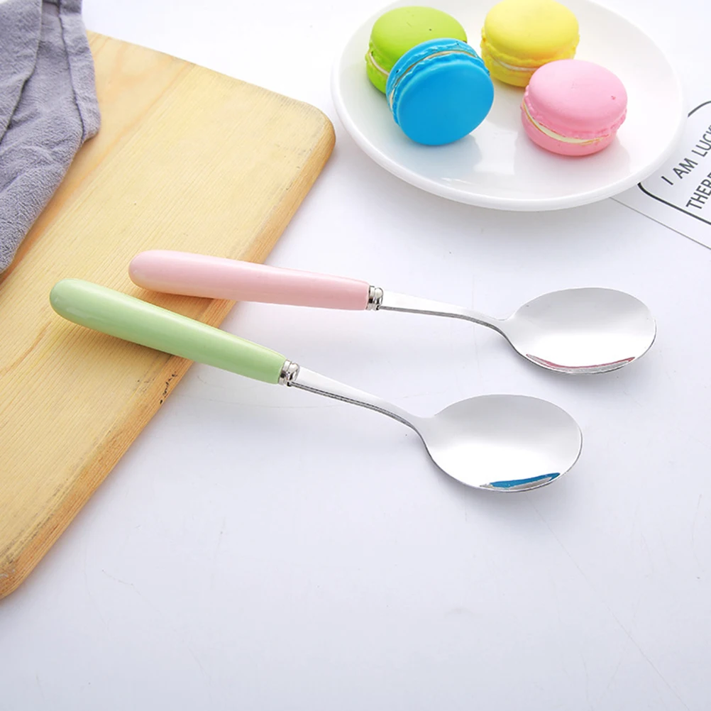 

Stainless Steel Chopsticks Spoon Fork Set Ceramic Handle Portable Tableware Kit For Travel Camping Home Pink Lightweight