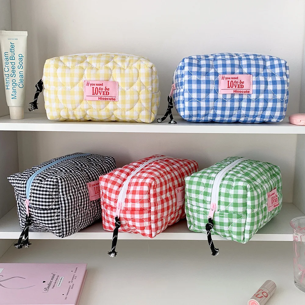 Trousse de Maquillage Carrée Cœur Simple et Tendance, Sac de Voyage Grande Capacité pour Filles, Sac de Rangement pour Femmes, Trousse de Toilette, Trousse à Crayons pour Étudiantes