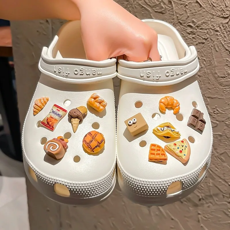 

12PCS Shoe Charm for Crocs DIY Creative Bread Desserts Snacks Shoe Decoration Buckle for Croc Charms Hole Shoes Accessories