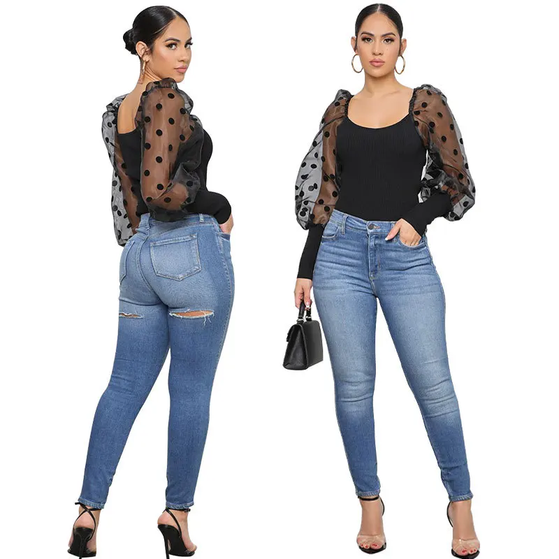 T-shirt à manches longues pour femmes, coupe cintrée, pour filles chaudes, confortable, respirant, décontracté, en mélange de coton, 863